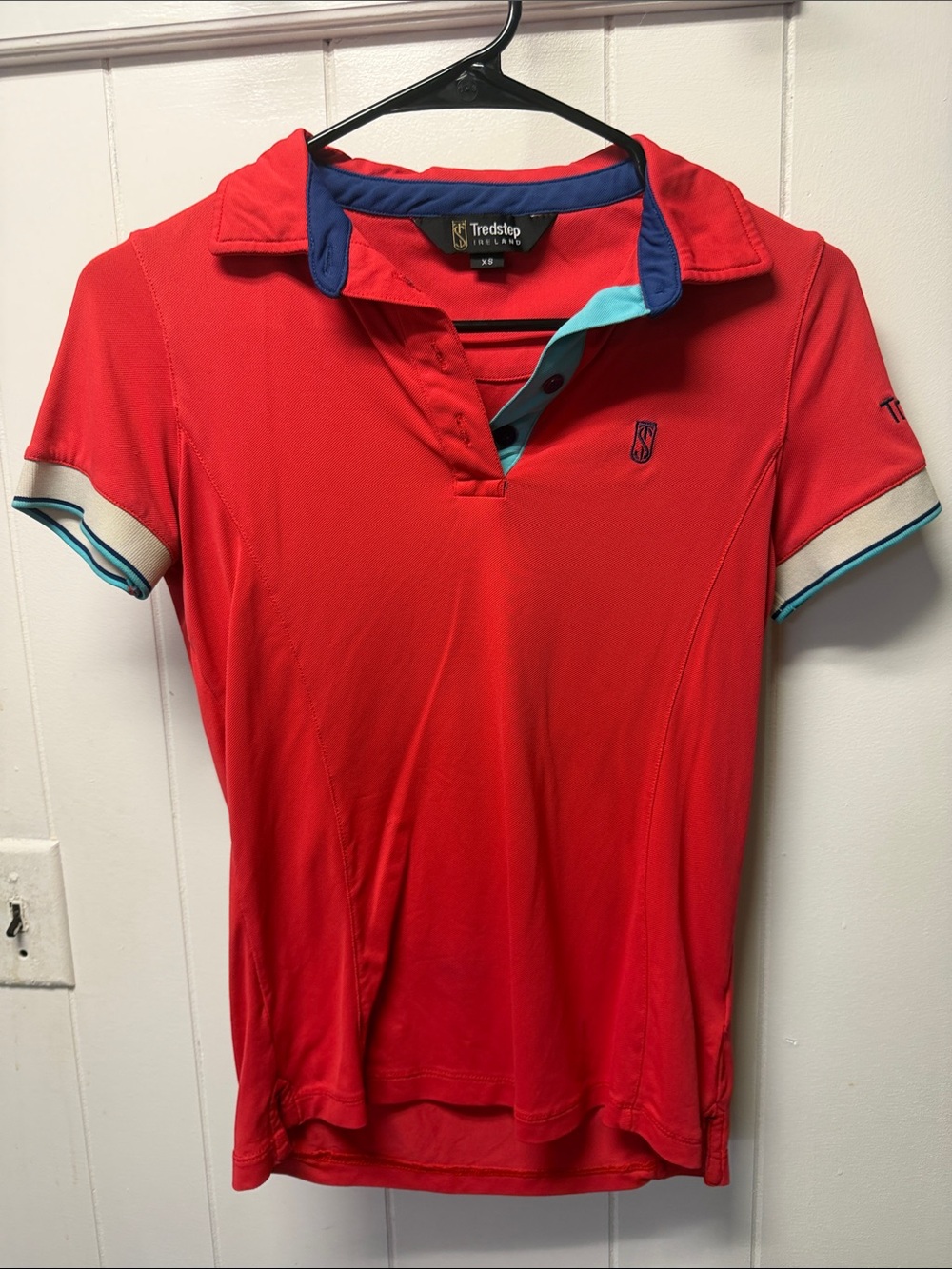 Women's Red Short-Sleeve Polo Top